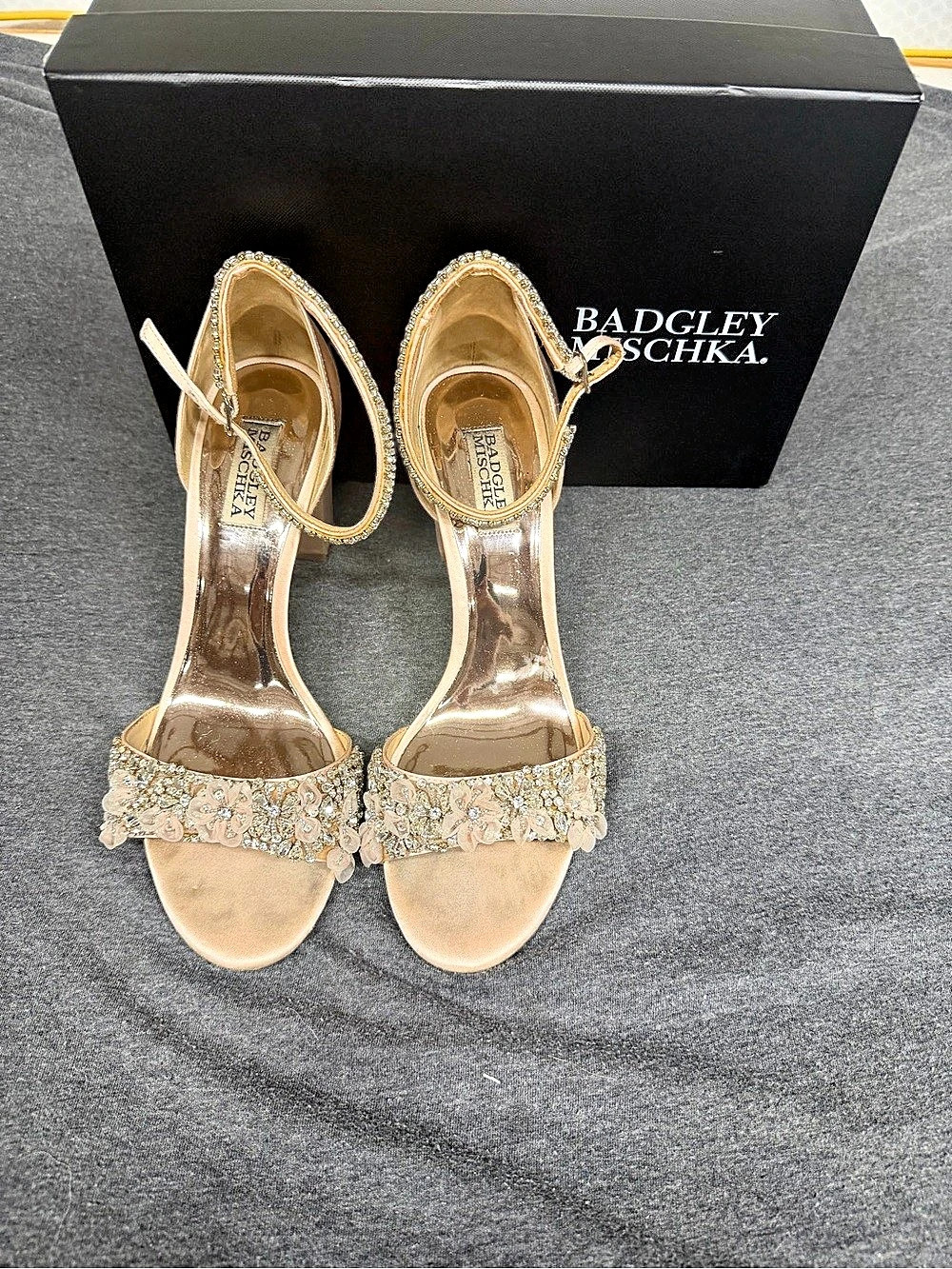 Badgley Mischka Finesse Rhinestone Heels in Pink & Gold US 9